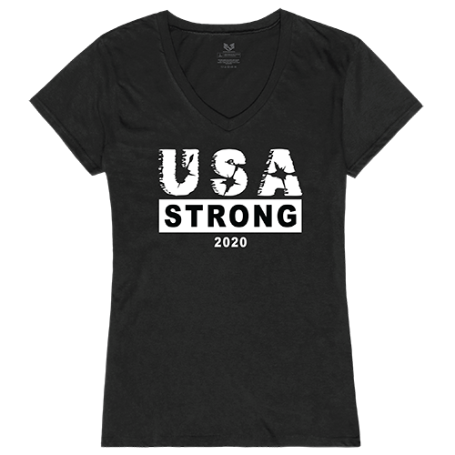 USA Strong 3 Graphic V-Neck T-Shirts, Black - 2XL