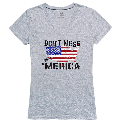Dont Mess with America Graphic V-Neck T-Shirts, Heather Grey - Medium