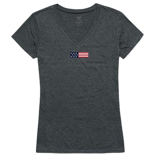 US Flag 1 Graphic V-Neck T-Shirts, Heather Charcoal - Large