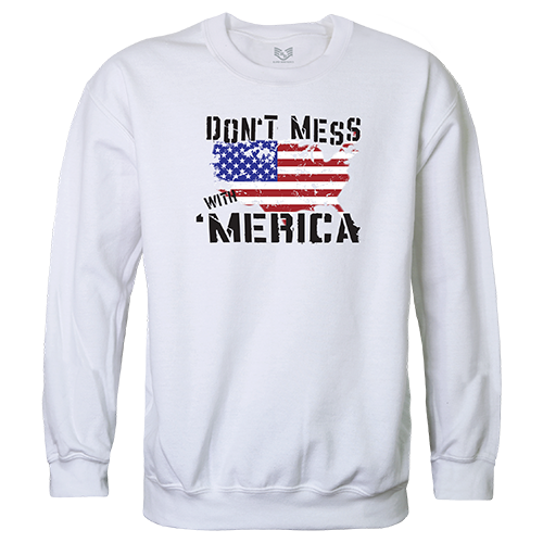 Dont Mess with America Graphic Crewneck Sweatshirt, White - Large