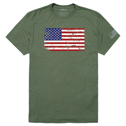 US Flag 2 Tactical Graphic T-shirt, Olive - Extra Large