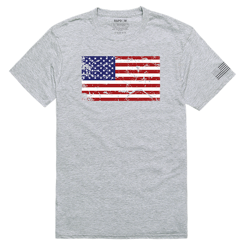 US Flag 2 Tactical Graphic T-shirt, Heather Grey - 2XL
