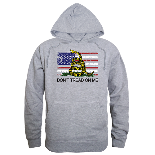 Flag with Gadsden Graphic Pullover Sweatshirt, Heather Grey - 2XL