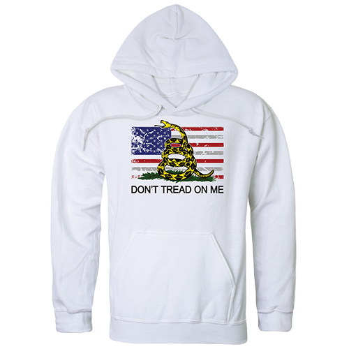 Flag with Gadsden Graphic Pullover Sweatshirt, White - 2XL