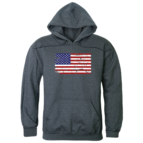 US Flag 2 Graphic Pullover Sweatshirt, Heather Charcoal - Large