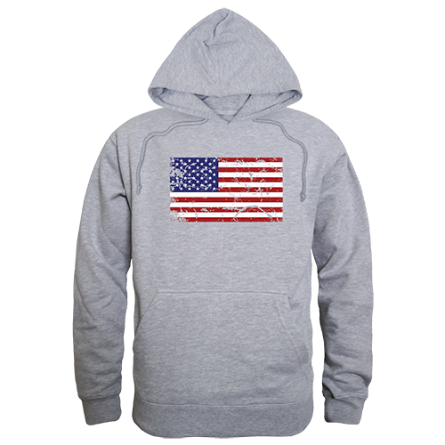 TS4-812-HGY-02 US Flag 2 Graphic Pullover Sweatshirt, Heather Grey - Medium