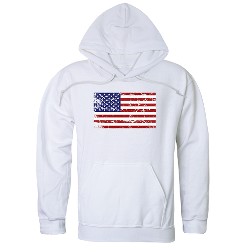 TS4-812-WHT-01 US Flag 2 Graphic Pullover Sweatshirt, White - Small