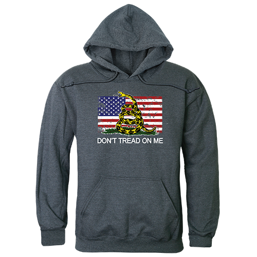 Flag 2 with Gadsden Graphic Pullover Sweatshirt, Heather Charcoal - Large