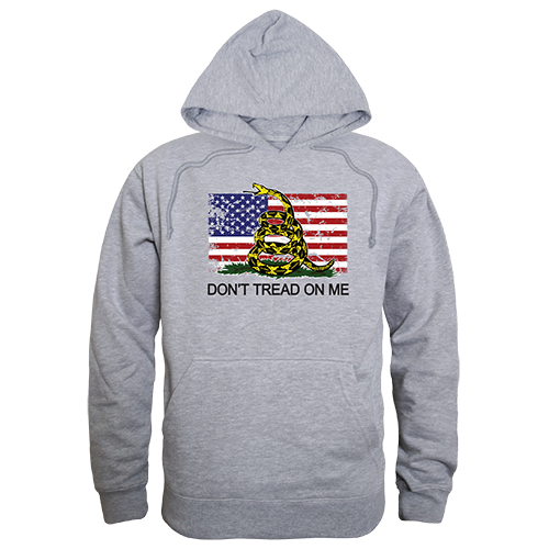 Flag 2 with Gadsden Graphic Pullover Sweatshirt, Heather Grey - Medium
