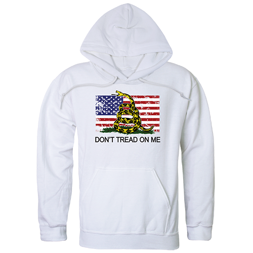 TS4-813-WHT-04 Flag 2 with Gadsden Graphic Pullover Sweatshirt, White - Extra Large
