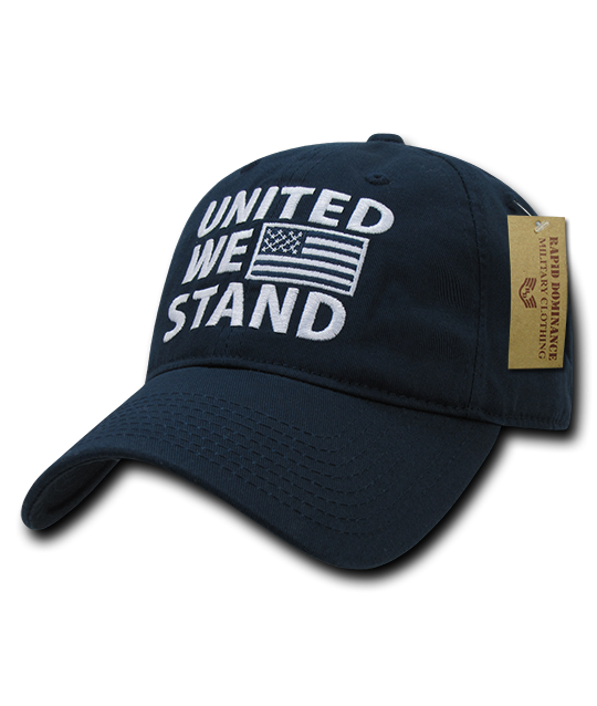 A03-USA3-B-ORN Side US Flag Relaxed Graphic Cap, Blue & Orange - One Size