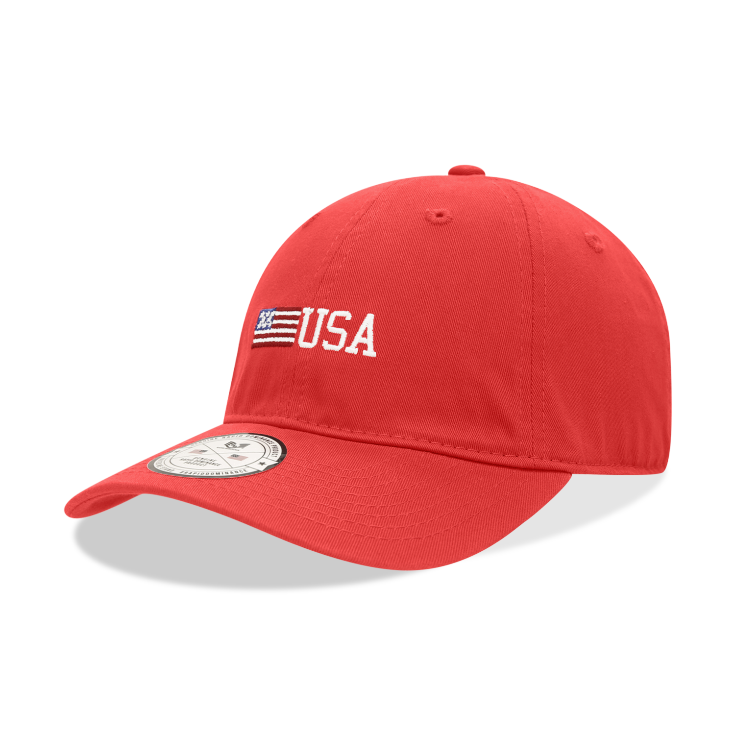 Side US Flag Relaxed Graphic Cap, Red - One Size