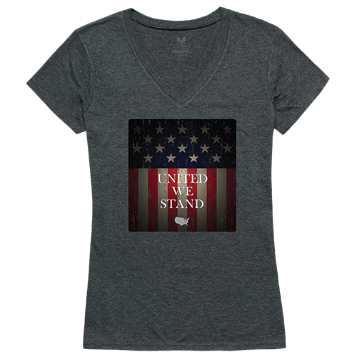 United We Graphic V-Neck T-Shirts, Heather Charcoal - Small