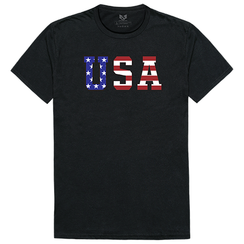 RS2-784-BLK-05 Flag Text Relaxed Graphic T-Shirt, Black - 2XL