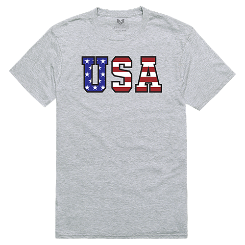 RS2-784-HGY-05 Flag Text Relaxed Graphic T-Shirt, Heather Grey - 2XL