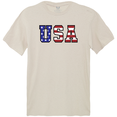 RS2-784-SND-04 Flag Text Relaxed Graphic T-Shirt, Sand - Extra Large
