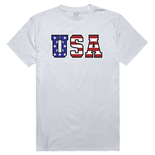 RS2-784-WHT-01 Flag Text Relaxed Graphic T-Shirt, White - Small