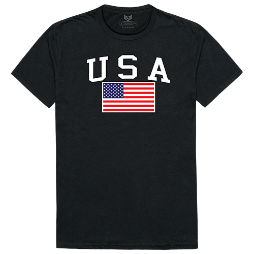 RS2-789-BLK-02 USA & Flag Relaxed Graphic T-Shirt, Black - Medium