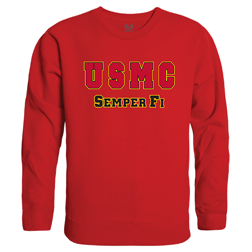 USMC Graphic Crewneck Sweatshirt, Red - 2XL