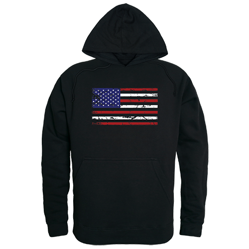 US Flag Graphic Pullover Sweatshirt, Black - Medium