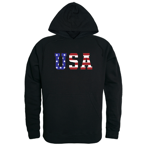 RS4-784-BLK-04 Flag Text Graphic Pullover Sweatshirt, Black - Extra Large