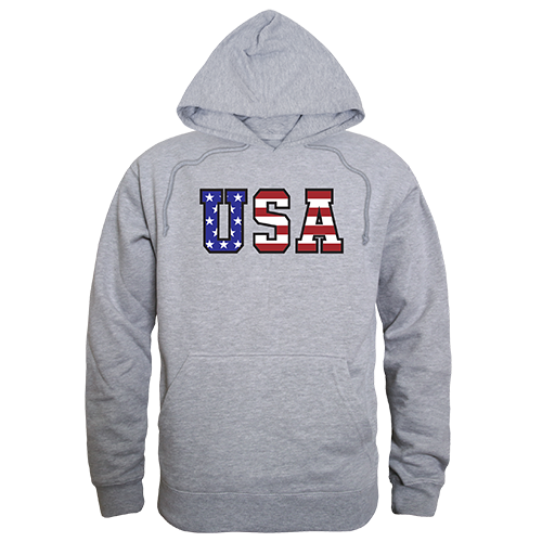 RS4-784-HGY-02 Flag Text Graphic Pullover Sweatshirt, Heather Grey - Medium