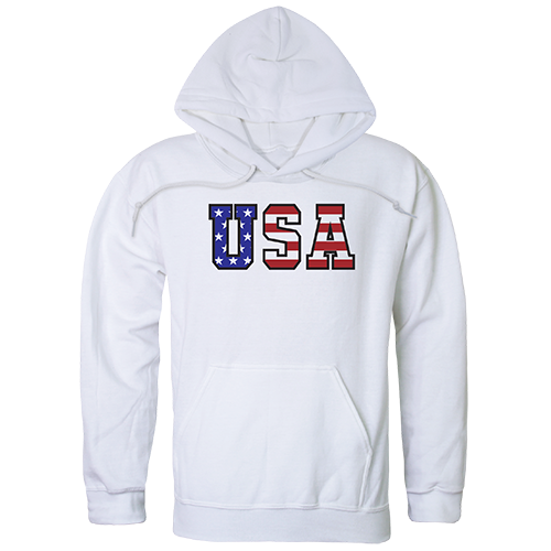 RS4-784-WHT-02 Flag Text Graphic Pullover Sweatshirt, White - Medium
