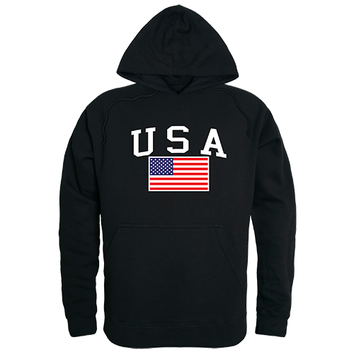 RS4-789-BLK-02 USA & Flag Graphic Pullover Sweatshirt, Black - Medium