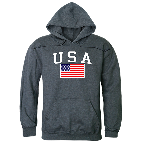 RS4-789-HCH-02 USA & Flag Graphic Pullover Sweatshirt, Heather Charcoal - Medium