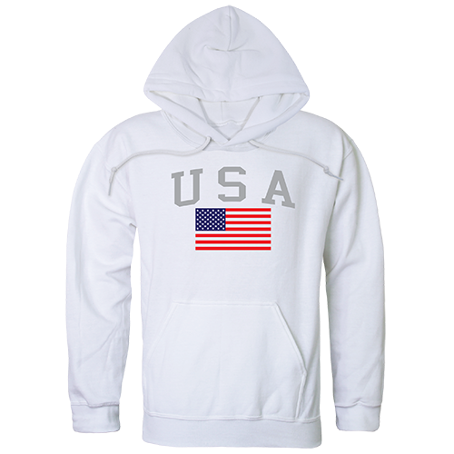 RS4-789-WHT-02 USA & Flag Graphic Pullover Sweatshirt, White - Medium