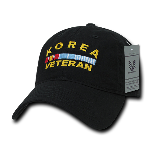 S78-KV-BLK Korea Veteran Relaxed Cotton Caps, Black - One Size