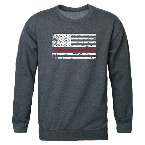 Thin Red Line Graphic Crewneck Sweatshirt, Heather Charcoal - Medium