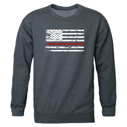 Thin Red Line Graphic Crewneck Sweatshirt, Heather Charcoal - 2XL