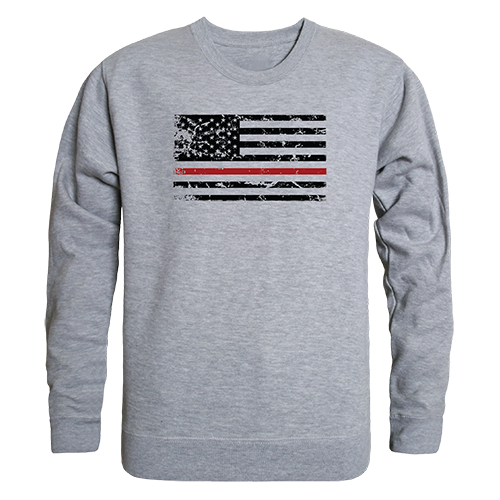 Thin Red Line Graphic Crewneck Sweatshirt, Heather Grey - Medium