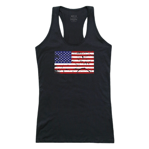 US Flag 2 Women Graphic Tank Top, Black - Large