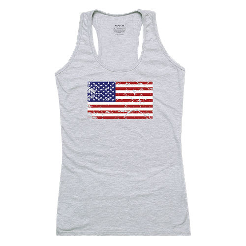 US Flag 2 Women Graphic Tank Top, Heather Grey - Small