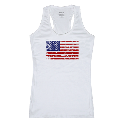 US Flag 2 Women Graphic Tank Top, White - Extra Large