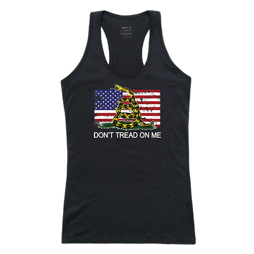 GS1-813-BLK-02 Flag 2 with Gadsden Women Graphic Tank Top, Black - Medium