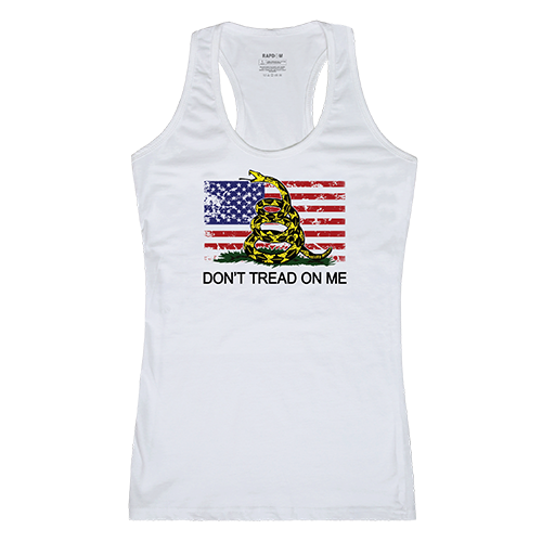 GS1-813-WHT-02 Flag 2 with Gadsden Women Graphic Tank Top, White - Medium