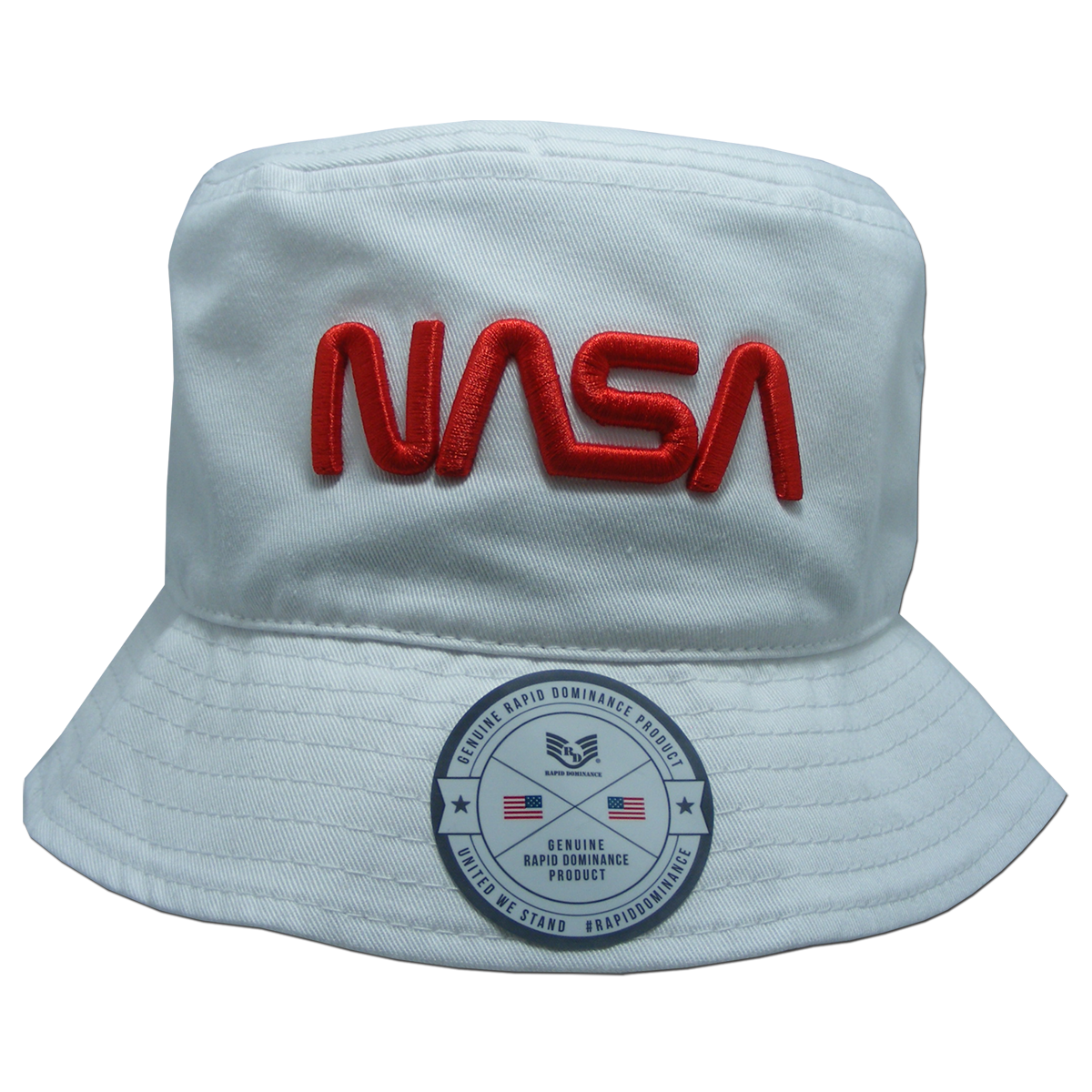 Worm NASA Relaxed Bucket Hat, White - Large & Extra Large