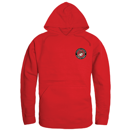 USMC Emblem Graphic Pullover Sweatshirt, RED - 2XL