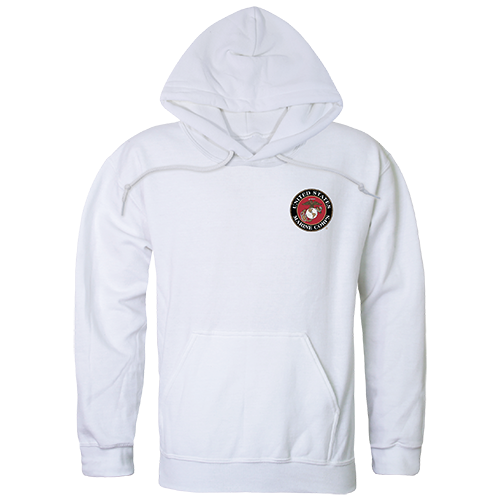 USMC Emblem Graphic Pullover Sweatshirt, White - 2XL