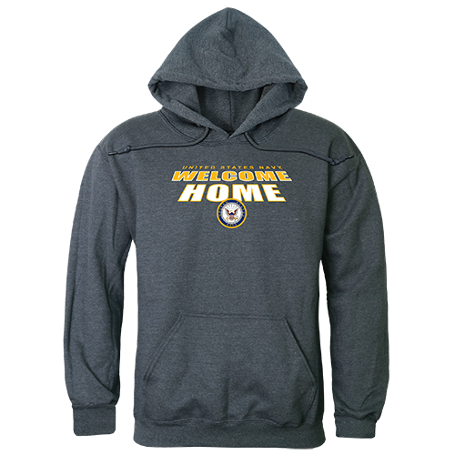 USN Welcome Graphic Pullover Sweatshirt, Heather Charcoal - Large