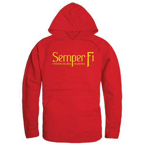 RS4-SEM-RED-02 Semper Fi Graphic Pullover Sweatshirt, Red - Medium