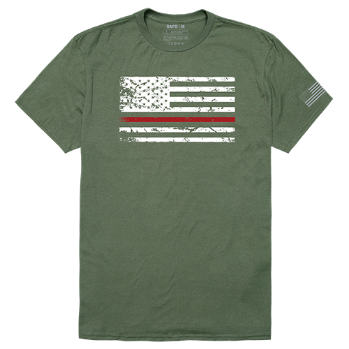 Thin Red Line Tactical Graphic T-shirt, Olive - Large