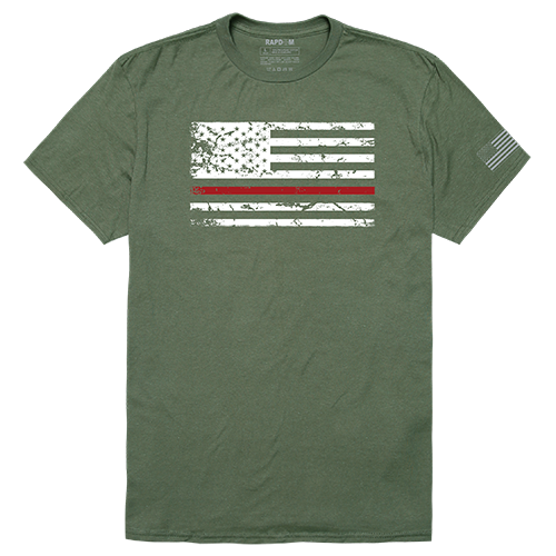 Thin Red Line Tactical Graphic T-shirt, Olive - 2XL