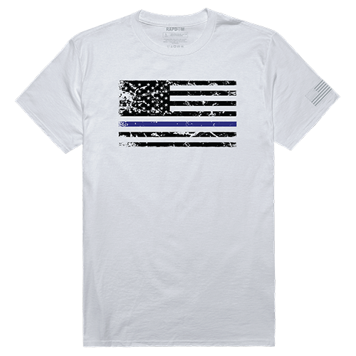 Thin Blue Line Tactical Graphic T-shirt, White - Small