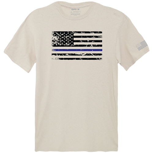 Thin Blue Line Tactical Graphic T-shirt, Sand - Medium