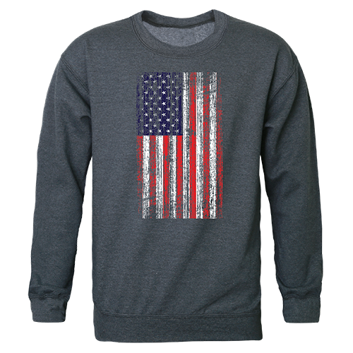 Distressed Flag Graphic Crewneck Sweatshirt, Heather Charcoal - Large