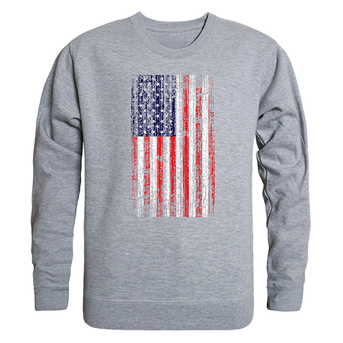 Distressed Flag Graphic Crewneck Sweatshirt, Heather Grey - Large